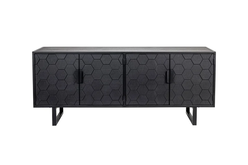 White Label Living Sideboard Linc Niedrig – Massives Tannenholz, 36 × 140 × 58 cm