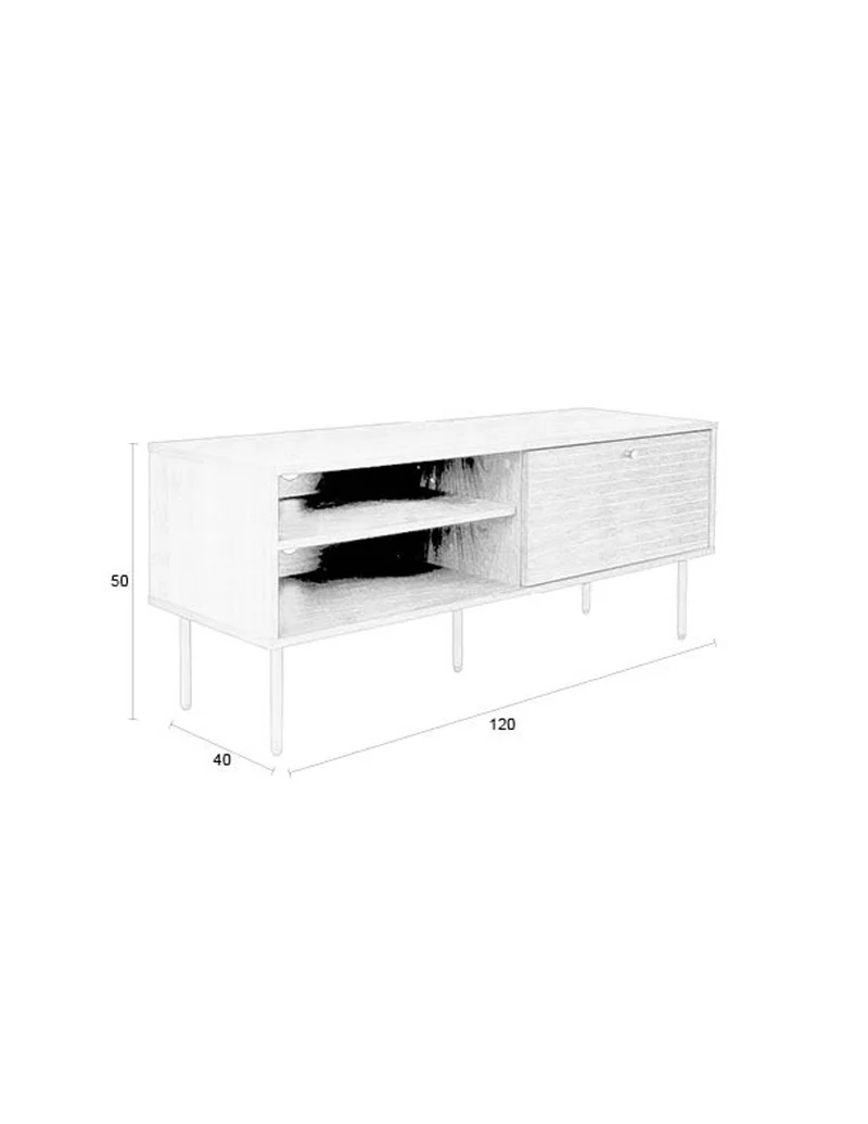 White Label Living Sideboard Stripes Niedrig – MDF, 40 × 120 × 50 cm
