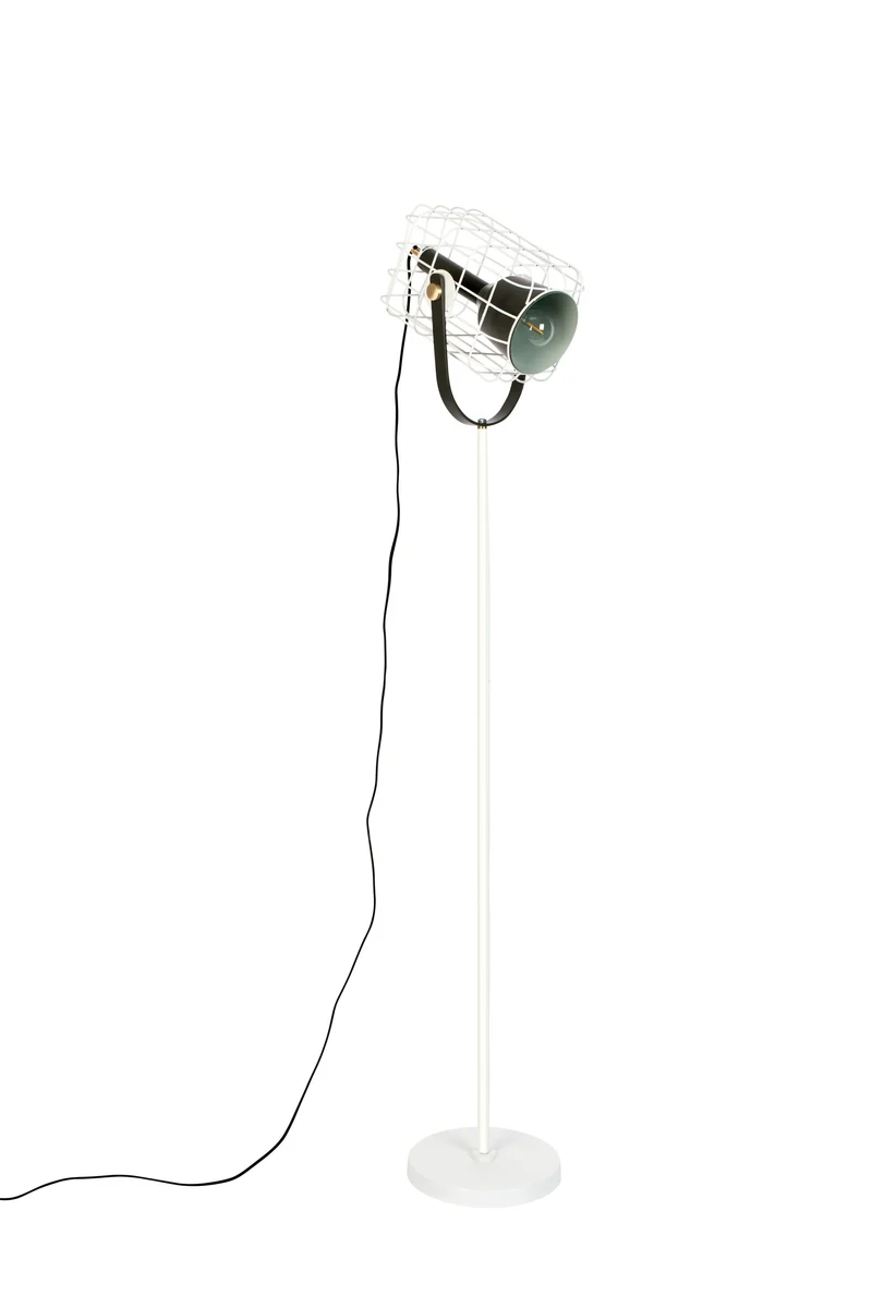 White Label Living Stehleuchte Cage – Weiß, Aluminium, 32 × 21,5 × 158 cm