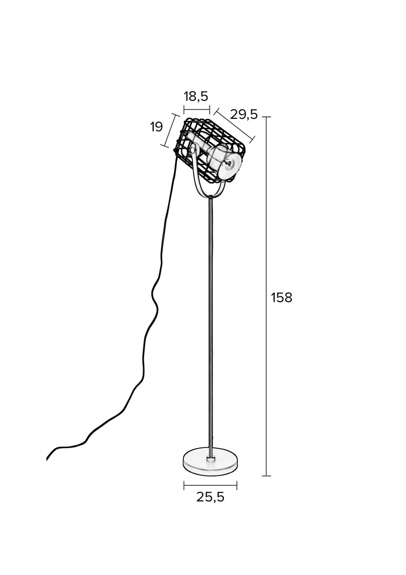 White Label Living Stehleuchte Cage – Weiß, Aluminium, 32 × 21,5 × 158 cm