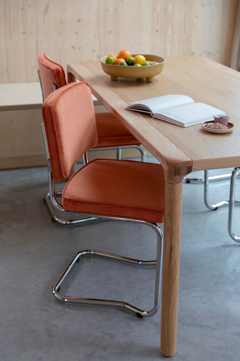 Zuiver Stuhl Ridge Kink Rib Orange 19a – Stoff, 50 × 48 × 85 cm, 2er-Set