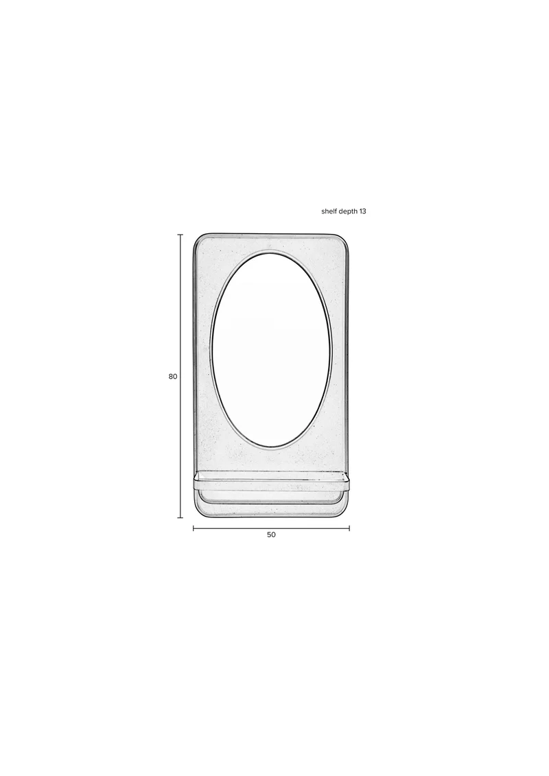 White Label Living Spiegel Shelf Pascal M – Eisen, 50 × 80 × 13 cm