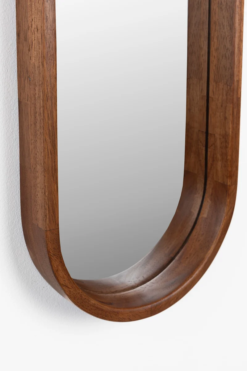 White Label Living Spiegel Nyko Oval – Gummibaumholz, 120 × 24 × 5 cm