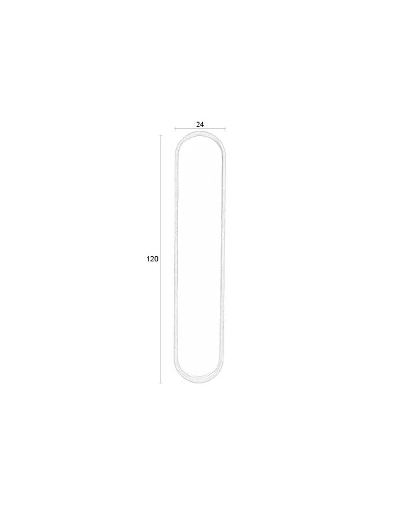 White Label Living Spiegel Nyko Oval – Gummibaumholz, 120 × 24 × 5 cm