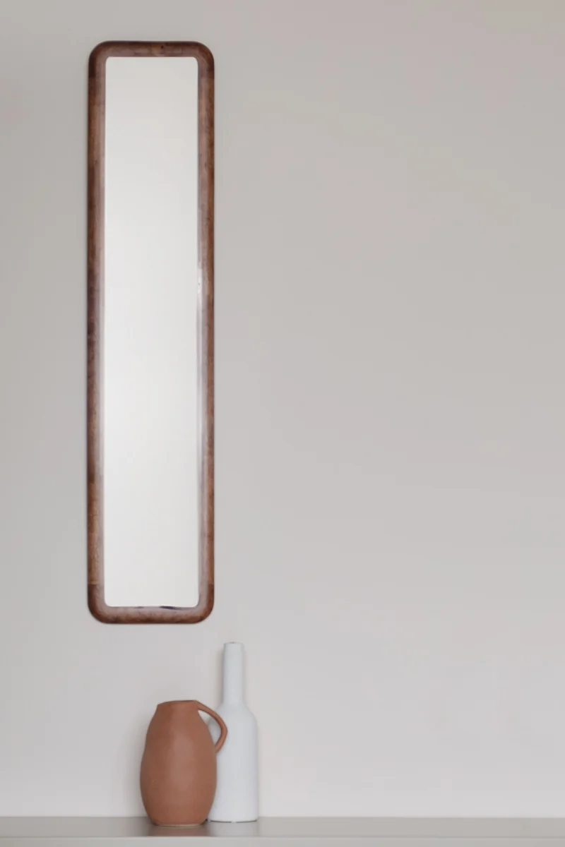 White Label Living Spiegel Nyko Rechteck M – Gummibaumholz, 120 × 26 × 2,5 cm