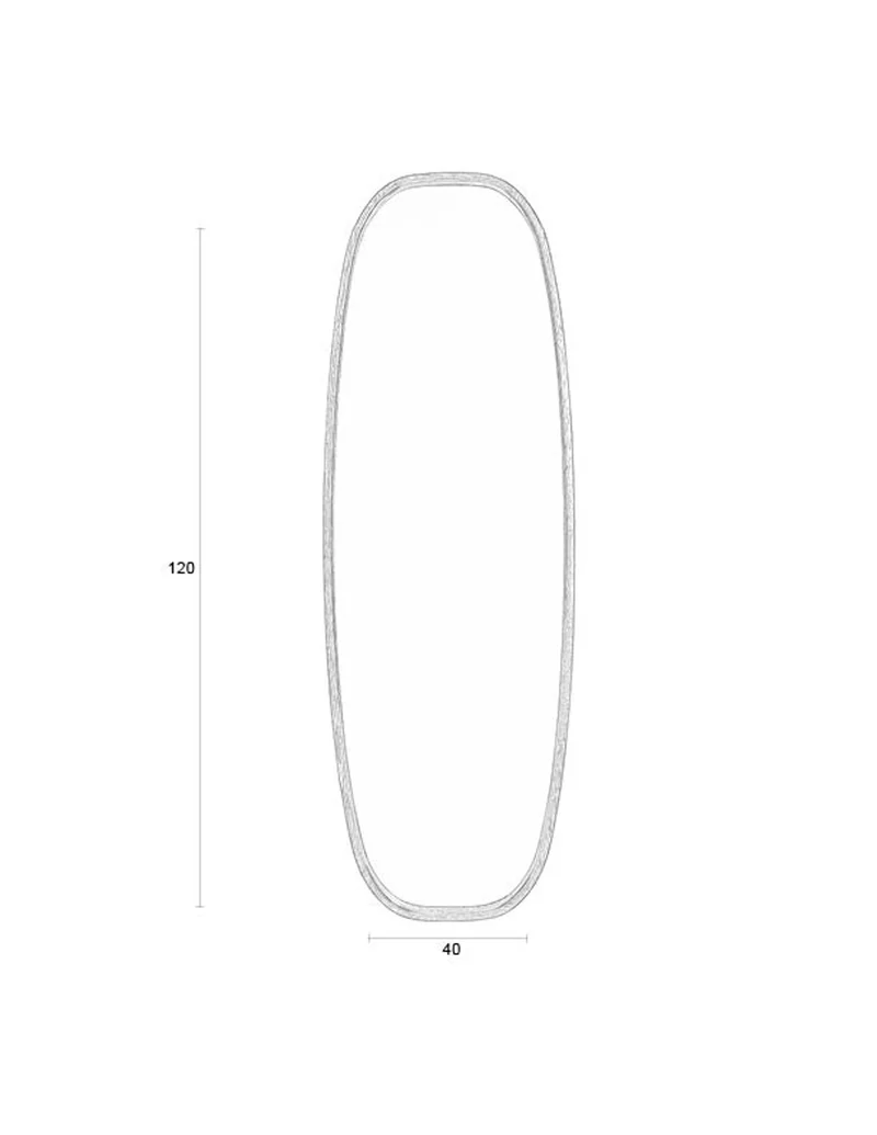 White Label Living Spiegel Nyko L – Gummibaumholz, 120 × 40 × 5 cm