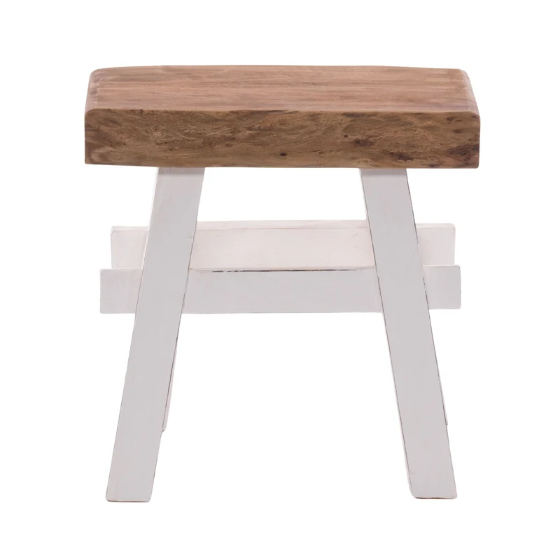 HOLZ HOCKER "VINTAGE 40" | Hartholz, 43x45 cm (HxB) | Sitzhocker | Farbe: 06 weiß-landhaus