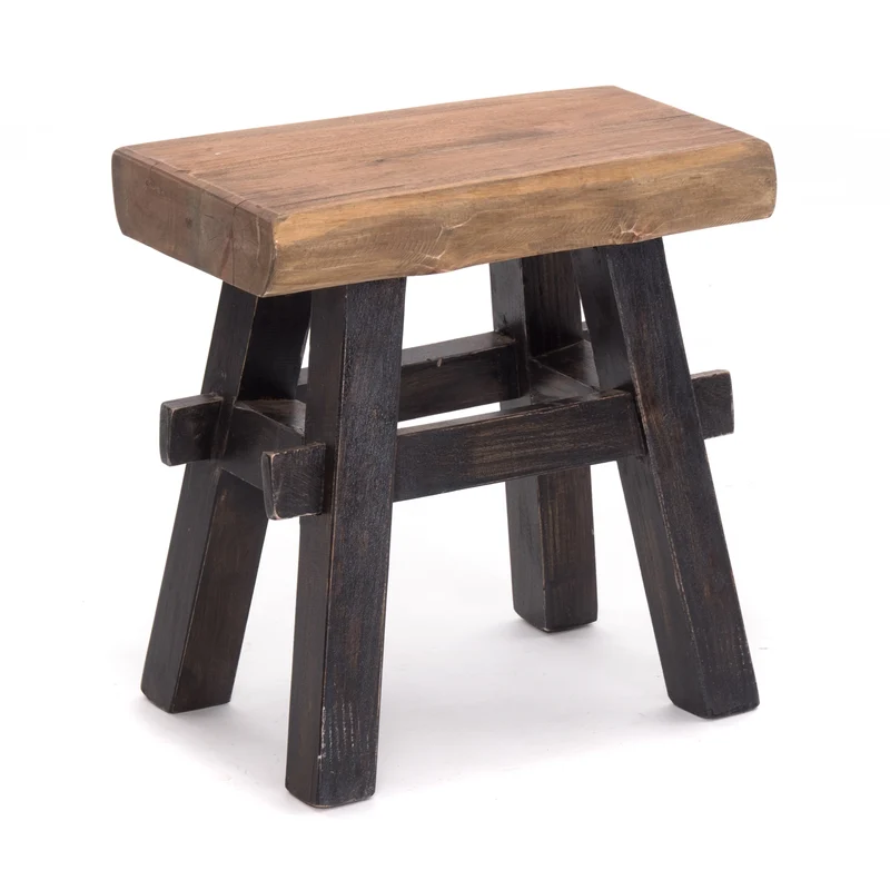 HOLZ HOCKER "VINTAGE 40" | Hartholz, 43x45 cm (HxB) | Sitzhocker | Farbe: 04 schwarz-natur