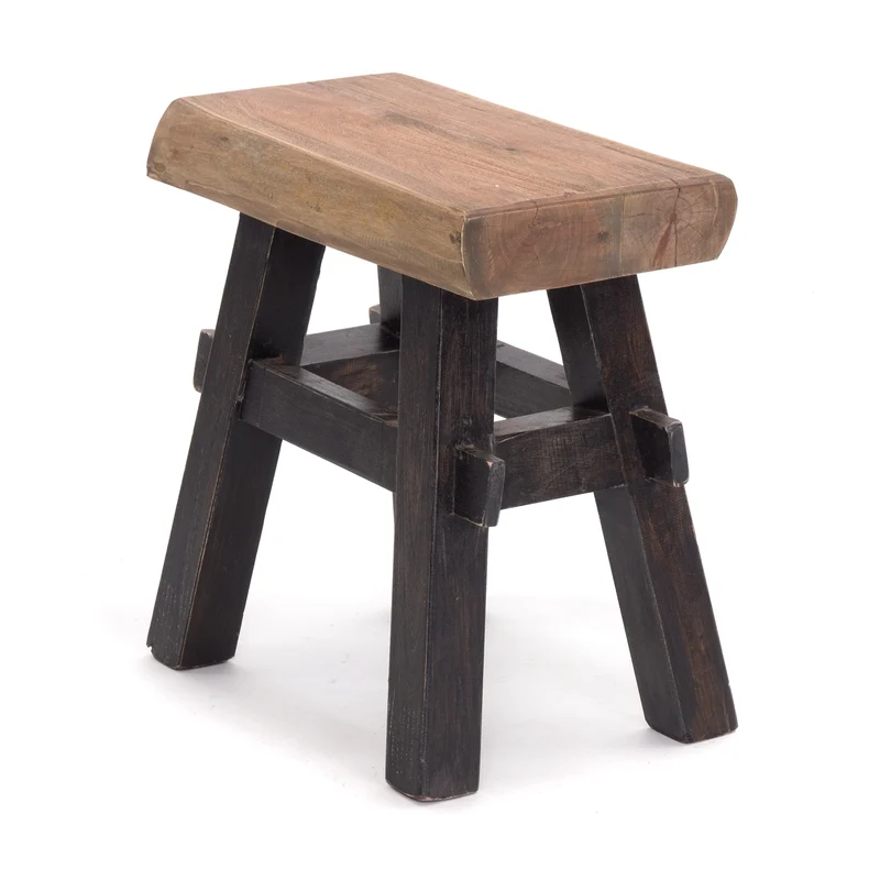 HOLZ HOCKER "VINTAGE 40" | Hartholz, 43x45 cm (HxB) | Sitzhocker | Farbe: 04 schwarz-natur