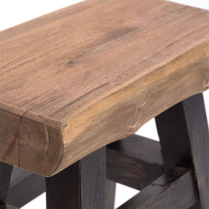 HOLZ HOCKER "VINTAGE 40" | Hartholz, 43x45 cm (HxB) | Sitzhocker | Farbe: 04 schwarz-natur