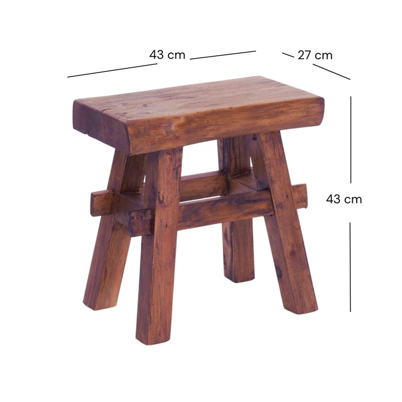 HOLZ HOCKER "VINTAGE 40" | Hartholz, 43x45 cm (HxB) | Sitzhocker | Farbe: 02 hellbraun