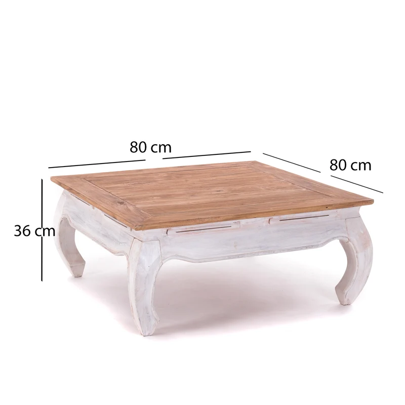 OPIUMTISCH "EAST 80" | 80x80x36 cm, Mahagoni | Beistelltisch | Farbe: 05 weiß-natur