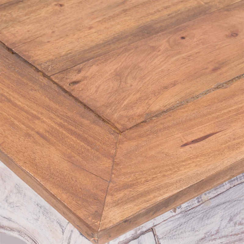 OPIUMTISCH "EAST 80" | 80x80x36 cm, Mahagoni | Beistelltisch | Farbe: 05 weiß-natur