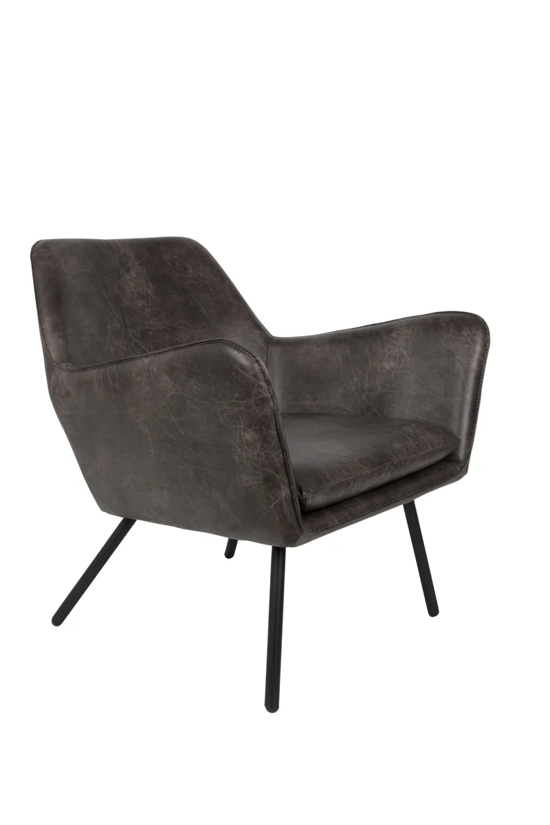 White Label Living Loungesessel Bon Dark – Grau, Textil, 76 × 80 × 78 cm