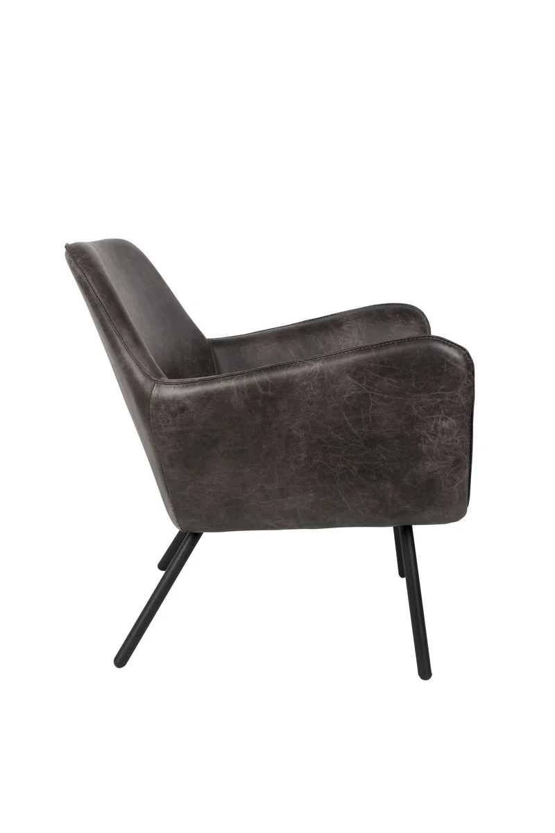 White Label Living Loungesessel Bon Dark – Grau, Textil, 76 × 80 × 78 cm
