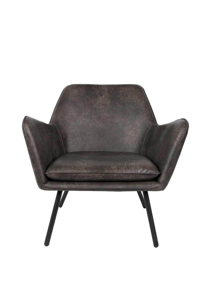White Label Living Loungesessel Bon Dark – Grau, Textil, 76 × 80 × 78 cm