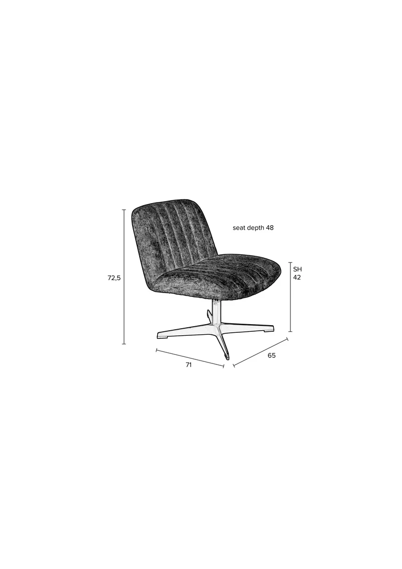 White Label Living Loungesessel Belmond Rib – Grün, Textil, 71 × 65 × 72,5 cm
