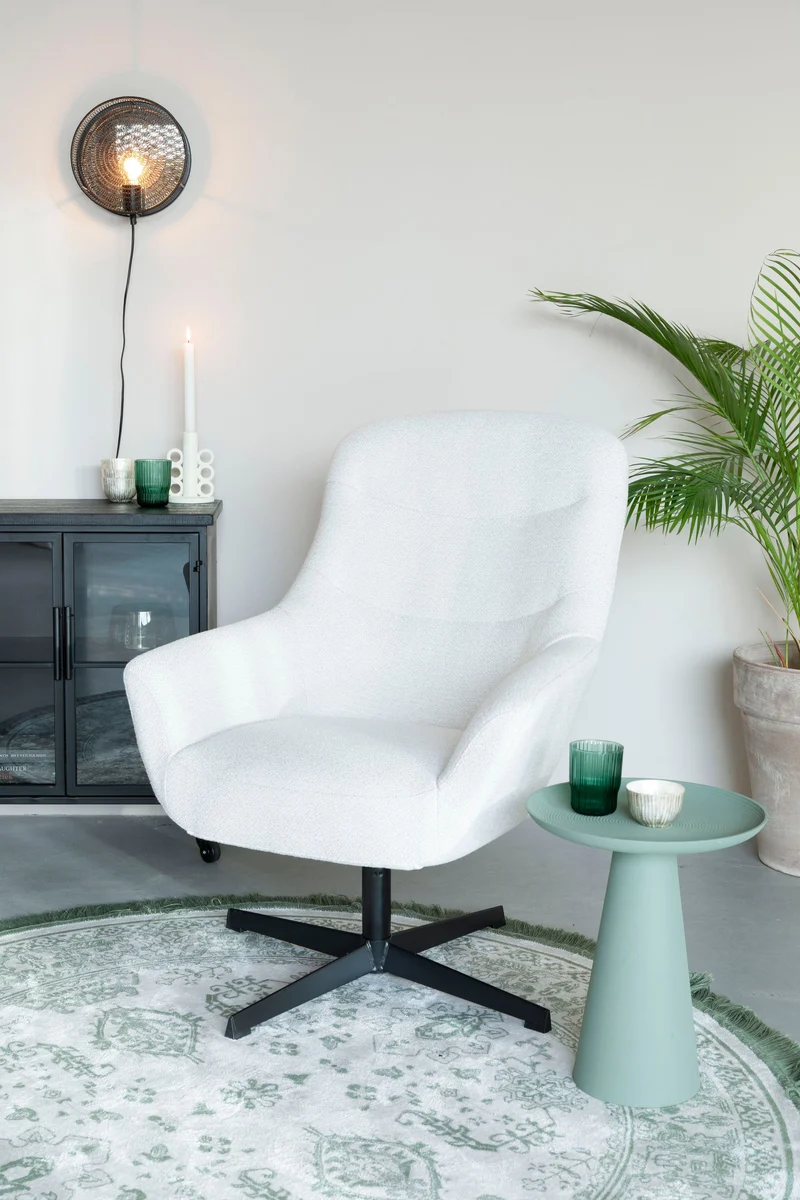 White Label Living Loungesessel Yuki Off – Weiß, Polypropylen, 84,5 × 73 × 94,5 cm