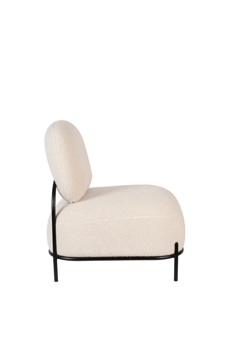 White Label Living Loungesessel Polly Teddy Ivory – Polypropylen, 71,5 × 66 × 77 cm