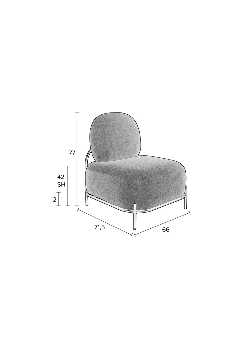 White Label Living Loungesessel Polly Teddy Ivory – Polypropylen, 71,5 × 66 × 77 cm