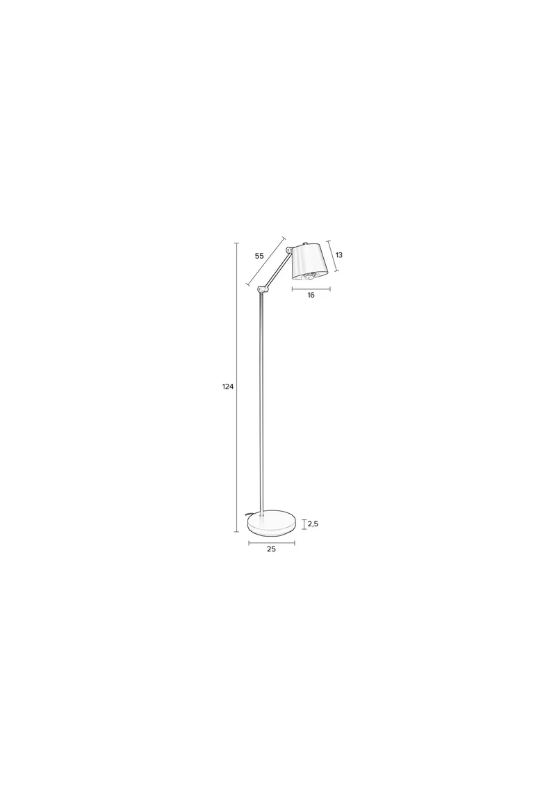 White Label Living Stehleuchte Hajo – Eisen, 55 × 25 × 135 cm