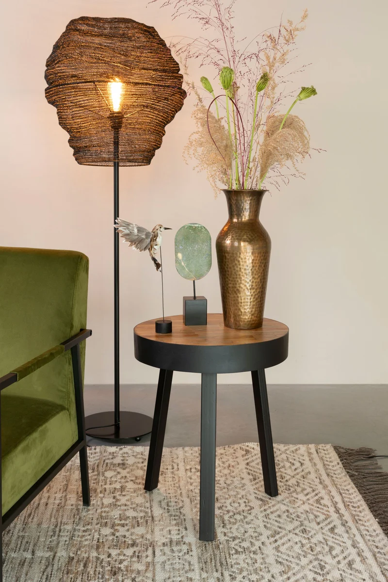 White Label Living Stehleuchte Lena – Schwarz, Eisen, 51 × 51 × 154 cm