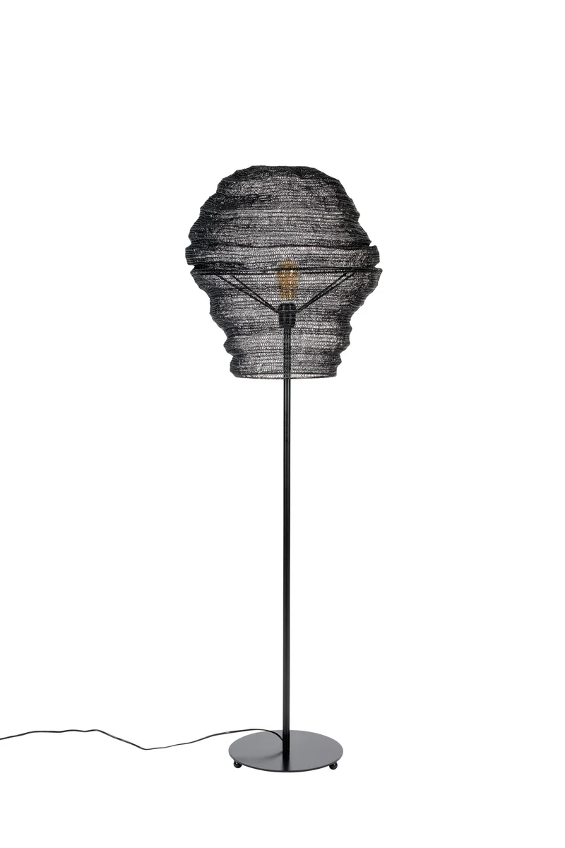 White Label Living Stehleuchte Lena – Schwarz, Eisen, 51 × 51 × 154 cm