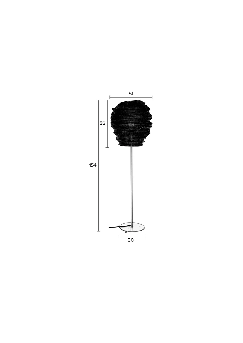 White Label Living Stehleuchte Lena – Schwarz, Eisen, 51 × 51 × 154 cm