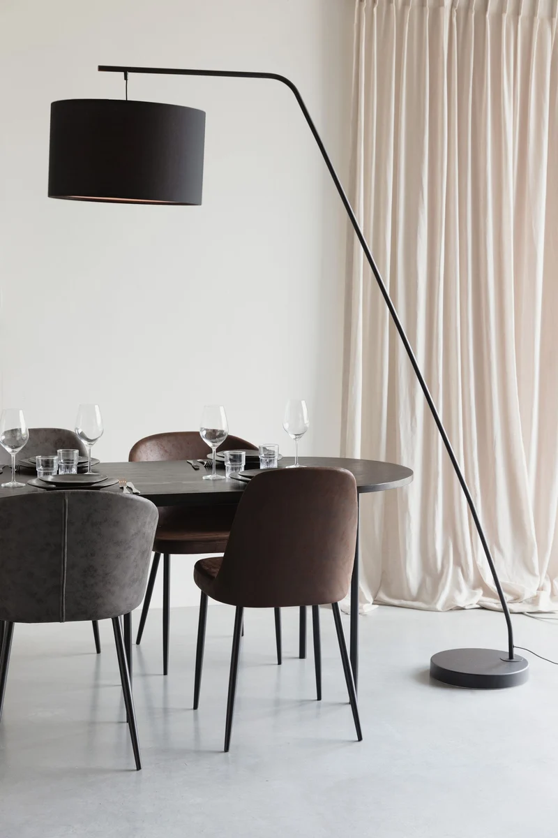 White Label Living Stehleuchte Martine – Schwarz, Metall, 160 × 50 × 220 cm