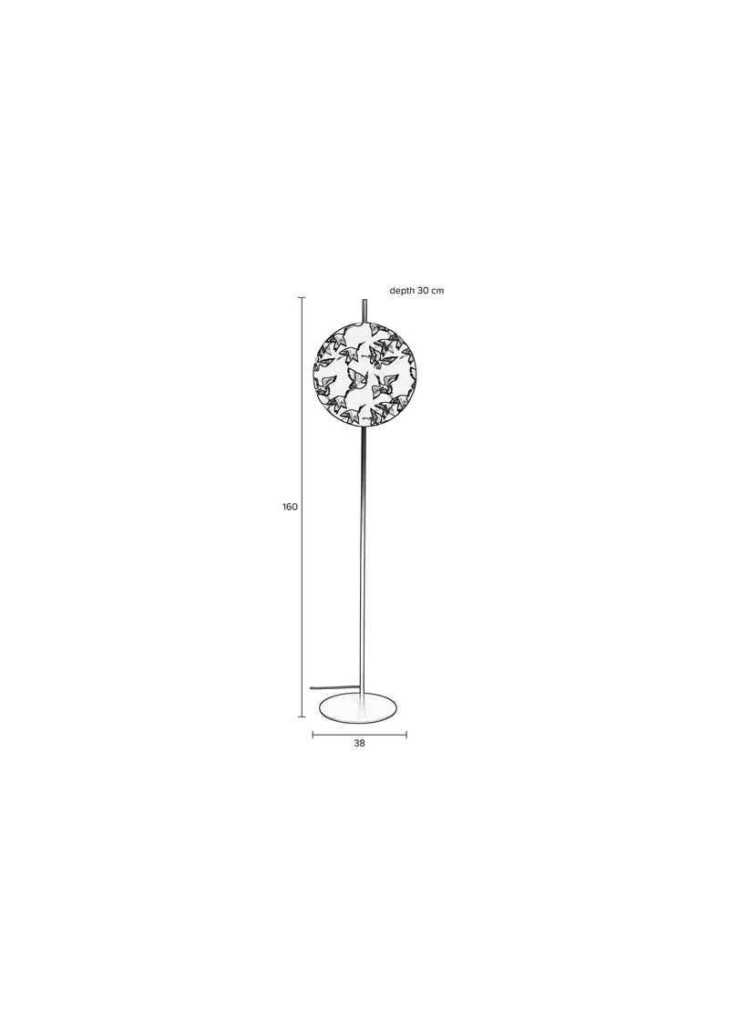 White Label Living Stehleuchte Jaylee – Metall, 30 × 39 × 158 cm