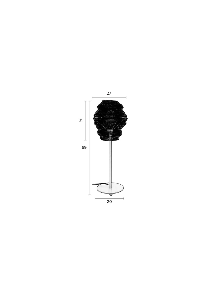 White Label Living Tischleuchte Lena – Schwarz, Metall, 27 × 27 × 69 cm