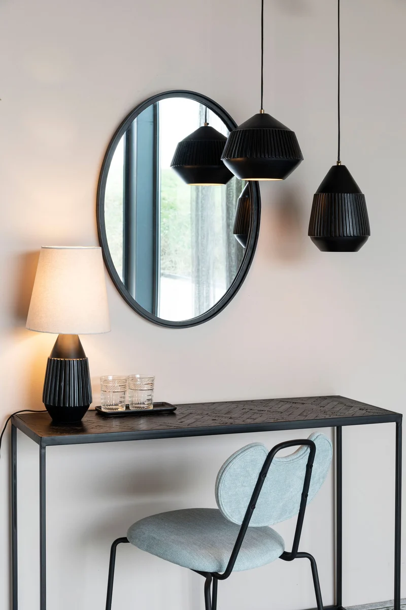 White Label Living Tischleuchte Aysa – Schwarz, Aluminium, 25 × 25 × 52 cm