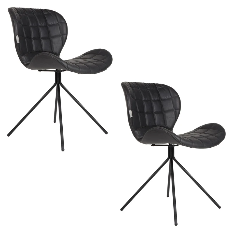 Zuiver Stuhl Omg Ll – Schwarz, Stoff, 59 × 51 × 79 cm, 2er-Set