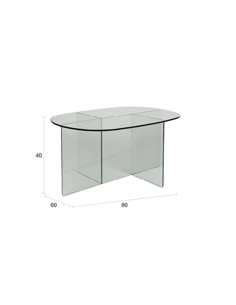 Zuiver Couchtisch Linea Transparant – clear, Glas, 80 × 60 × 40 cm