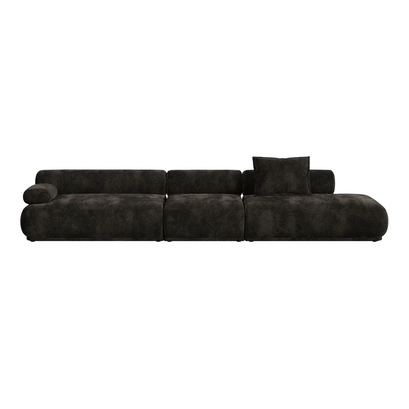 Zuiver Sofa Rembrandt 4,5-Sitzer links – Dunkelbraun, Polyester, 402 × 68 cm