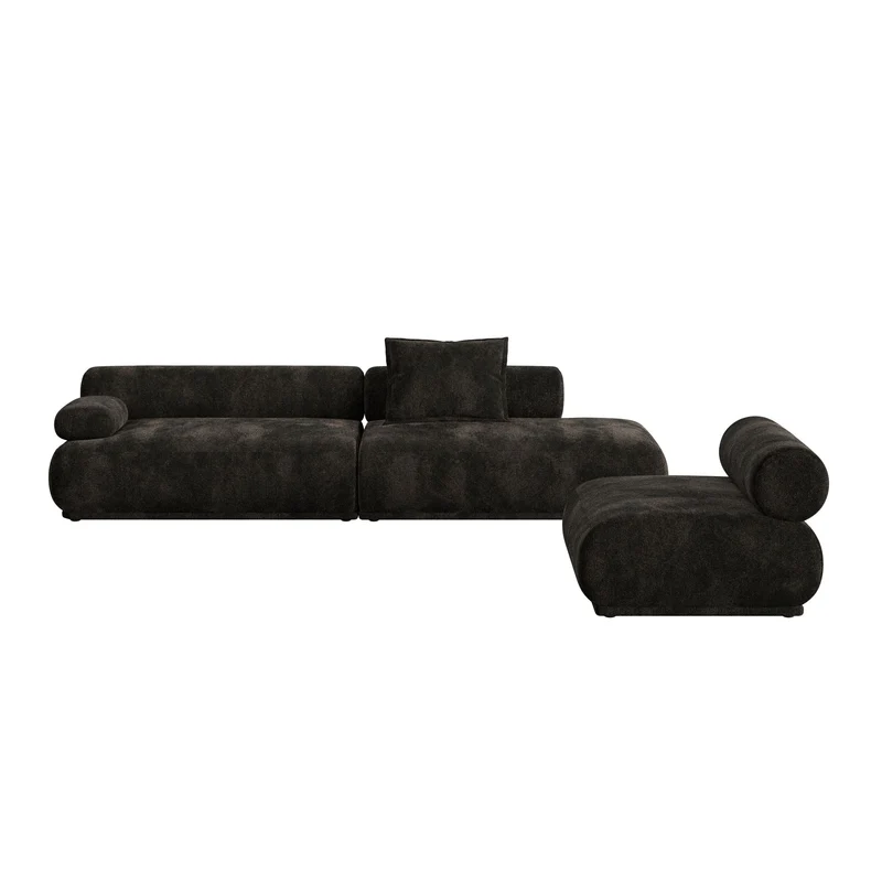 Zuiver Sofa Rembrandt 4,5-Sitzer links – Dunkelbraun, Polyester, 402 × 68 cm