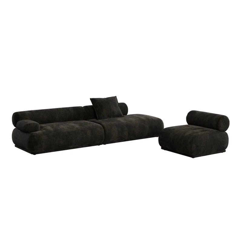 Zuiver Sofa Rembrandt 4,5-Sitzer links – Dunkelbraun, Polyester, 402 × 68 cm