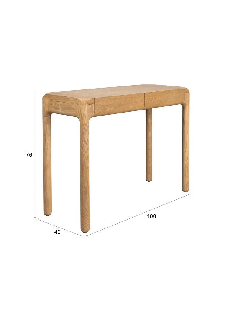 Zuiver Tisch Console Storm – Natur, Massives Eschenholz, 100 × 76 cm