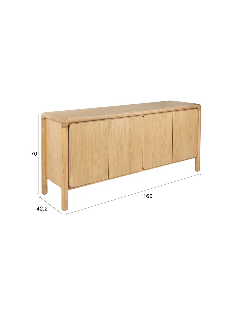 Zuiver Sideboard Storm – Natur, Eichenfurnier, 42,5 × 160 × 70 cm