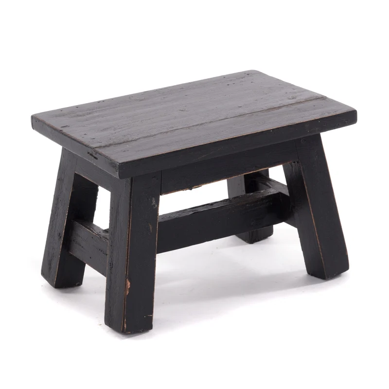 FUSSHOCKER Monte | 30x21cm(BxH), kleiner Holzhocker aus Mahagoni Holz | Farbe: 09 voodoo - schwarz