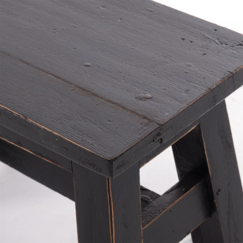 FUSSHOCKER Monte | 30x21cm(BxH), kleiner Holzhocker aus Mahagoni Holz | Farbe: 09 voodoo - schwarz