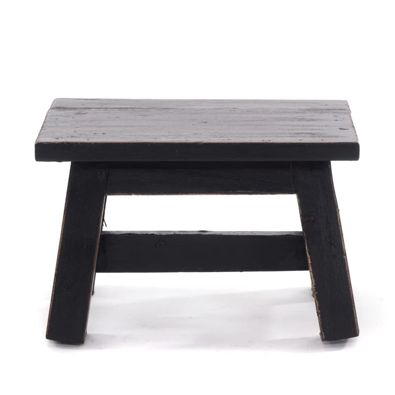 FUSSHOCKER Monte | 30x21cm(BxH), kleiner Holzhocker aus Mahagoni Holz | Farbe: 09 voodoo - schwarz
