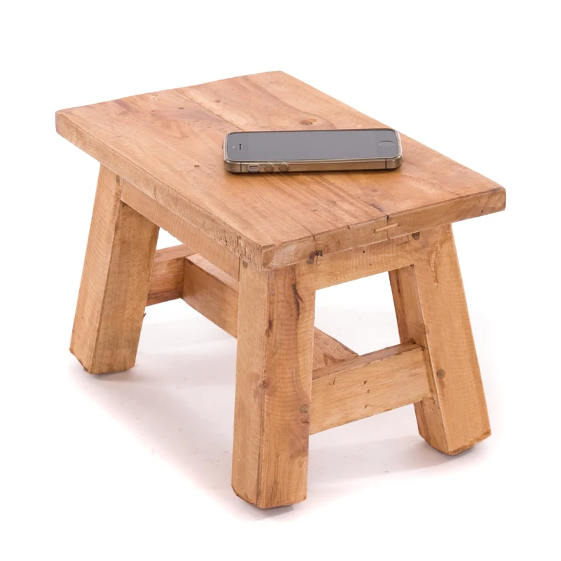 FUSSHOCKER Monte | 30x21cm(BxH), kleiner Holzhocker aus Mahagoni Holz | Farbe: 08 honigfarben gewachst