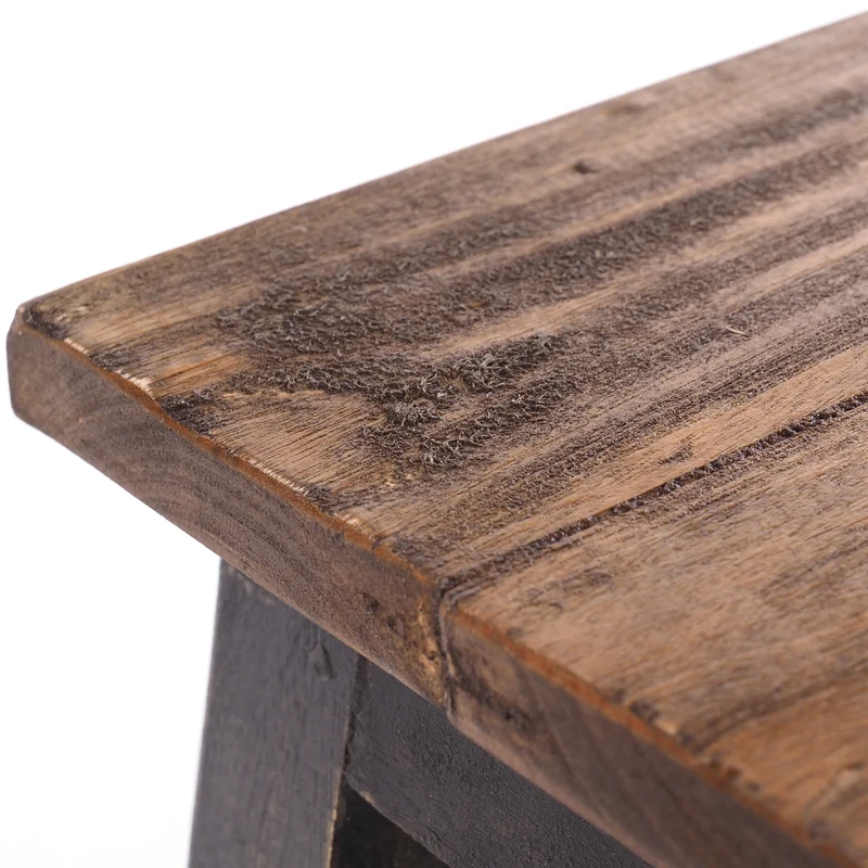 FUSSHOCKER Monte | 30x21cm(BxH), kleiner Holzhocker aus Mahagoni Holz | Farbe: 04 schwarz-natur