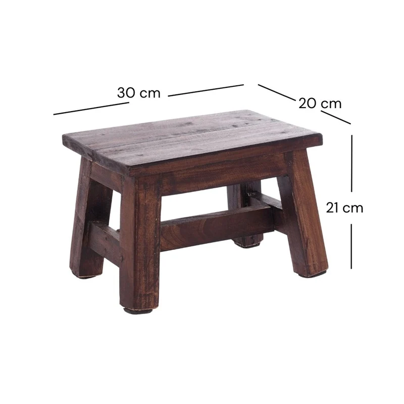 FUSSHOCKER Monte | 30x21cm(BxH), kleiner Holzhocker aus Mahagoni Holz | Farbe: 03 dunkelbraun