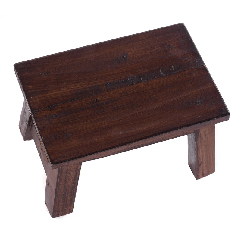 FUSSHOCKER Monte | 30x21cm(BxH), kleiner Holzhocker aus Mahagoni Holz | Farbe: 03 dunkelbraun