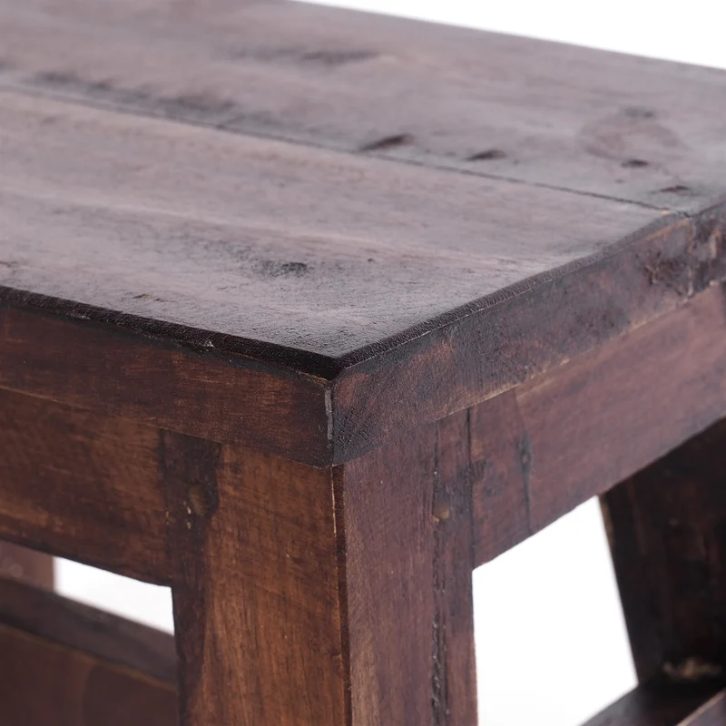 FUSSHOCKER Monte | 30x21cm(BxH), kleiner Holzhocker aus Mahagoni Holz | Farbe: 03 dunkelbraun