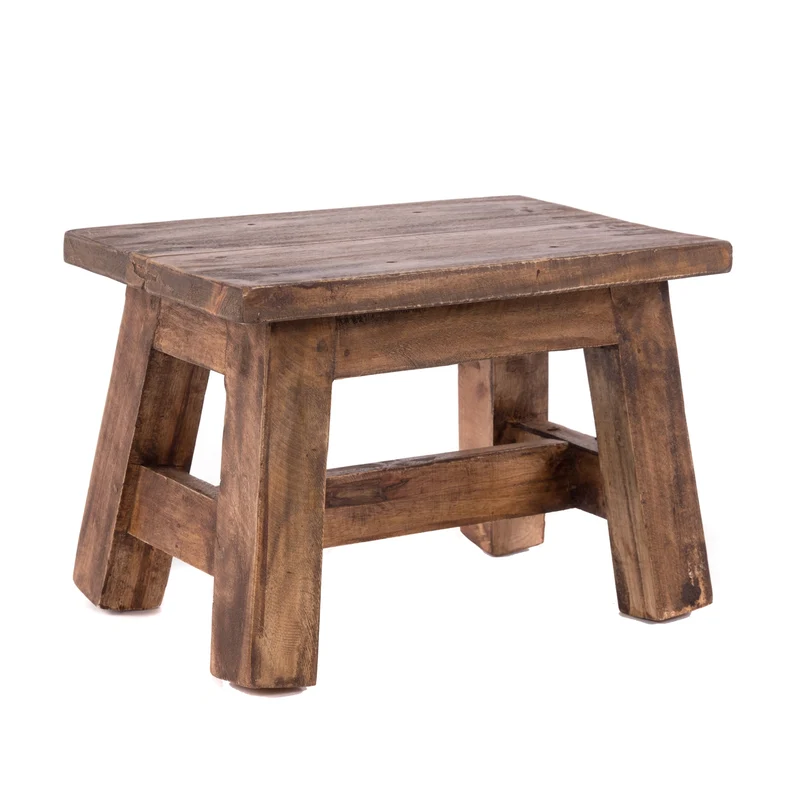 FUSSHOCKER Monte | 30x21cm(BxH), kleiner Holzhocker aus Mahagoni Holz | Farbe: 02 hellbraun