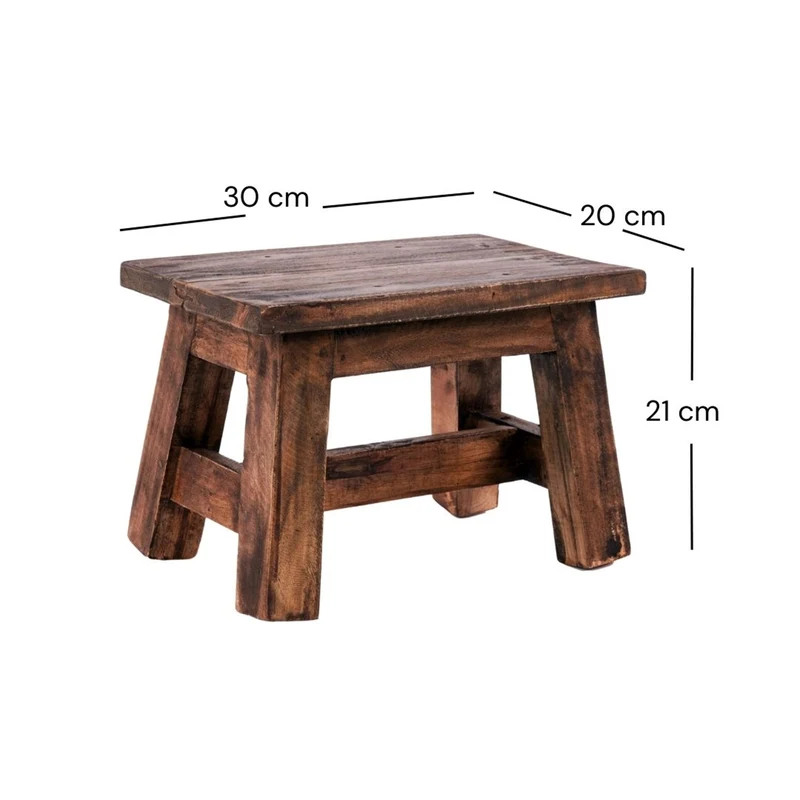 FUSSHOCKER Monte | 30x21cm(BxH), kleiner Holzhocker aus Mahagoni Holz | Farbe: 02 hellbraun