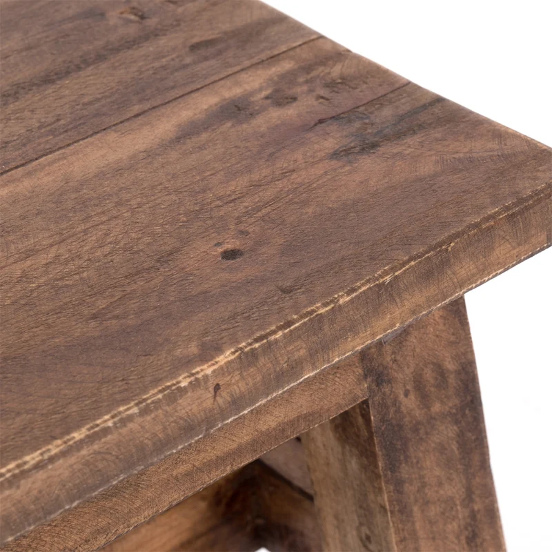 FUSSHOCKER Monte | 30x21cm(BxH), kleiner Holzhocker aus Mahagoni Holz | Farbe: 02 hellbraun